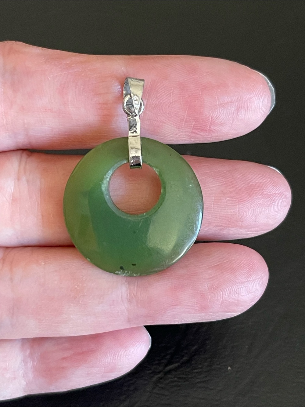 Genuine nephrite Green Jade Pendant.